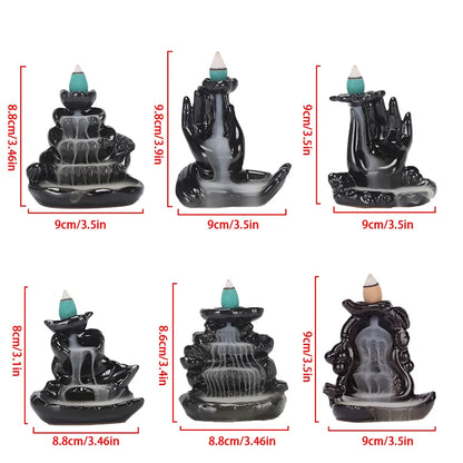 Backflow Incense Burner Ceramic Purple Sand Incense Stove Zen Buddhist Hand Incense Stick Holder Home Office Decoration Ornament