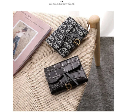 New Short Genuine Leather Wallet for Women Luxury Designer Card Wallet Crocodile Pattern 2024 Fashion Clutch Gift Box Packaging