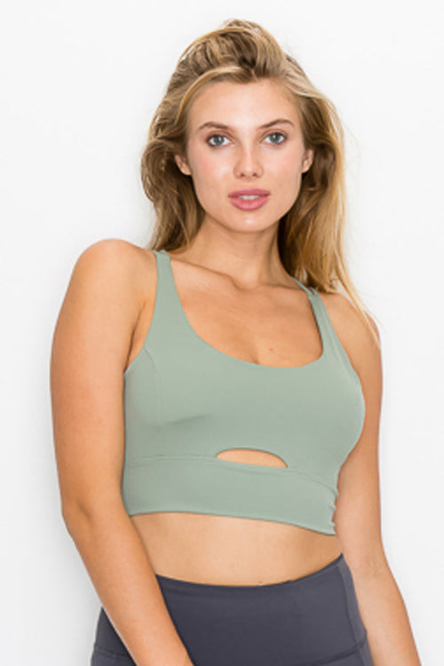 Cross Back Front Slit Sports Bra