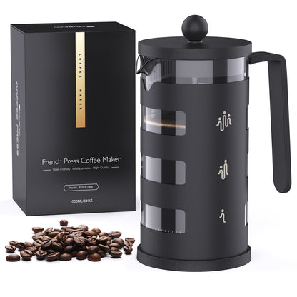 RAINBEAN French Press Coffee Maker Easy Cleaning Cafeteria, Heat Resistant Borosilicate Glass