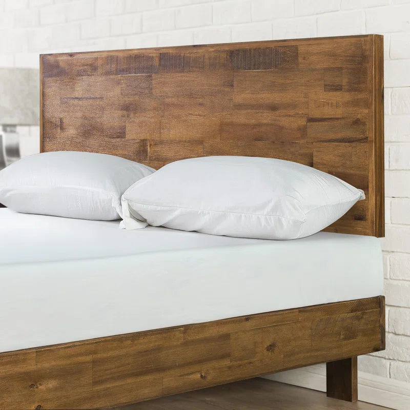 Industrial Modern Solid Wood Platform Bed with Adjustable Headboard