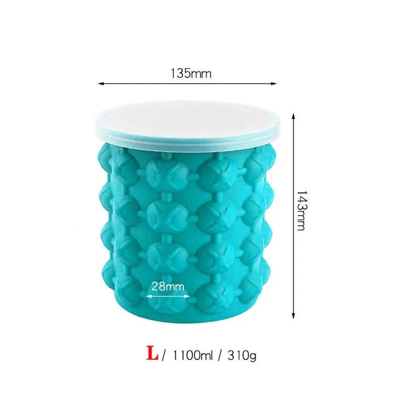 Silicone Ice Cube Maker Ice Cube Mold Tray with Lid Portable Bucket Wine Ice Cooler Beer Cabinet Kitchen Party Beverage Whiskey