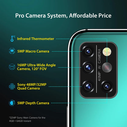 A9 Pro Android Smartphone MTK Helio P60 Unlocked 32/48MP Quad Camera 8GB 128GB 6.3" FHD+ Global Version Cellular 4150Mah