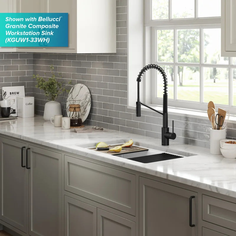 Oletto Touchless Sensor Commercial Pull-Down Single Handle Kitchen Faucet with Quickdock Top Mount Assembly