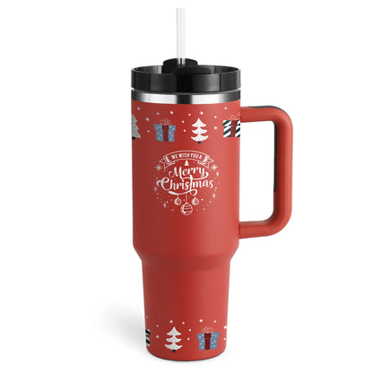 Christmas Thermal Mug 40Oz Straw Coffee Insulation Cup with Handle Portable Car Stainless Steel Water Bottle Largecapacity Travel BPA Free Thermal Mug