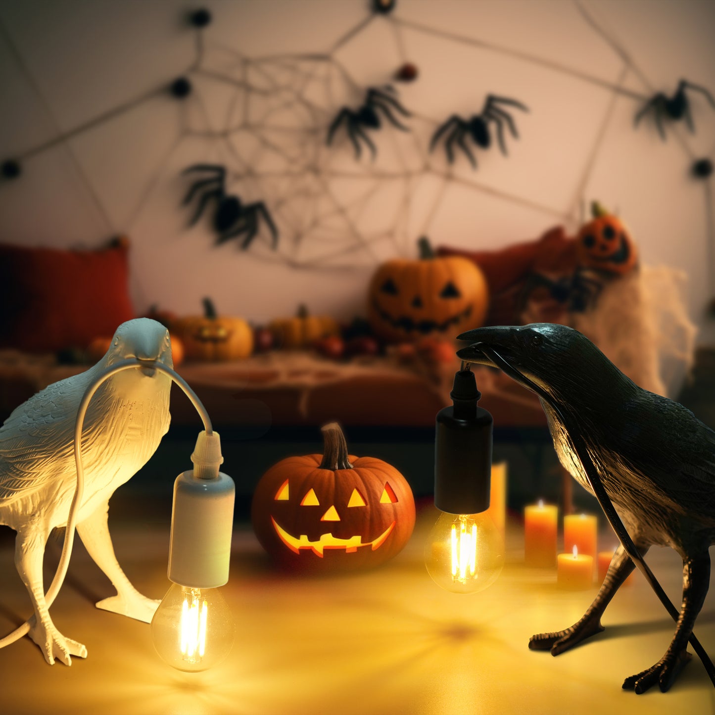 Raven Desk Lamp Halloween Decoration Crow Light for Halloween Decor