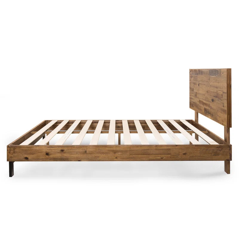 Industrial Modern Solid Wood Platform Bed with Adjustable Headboard