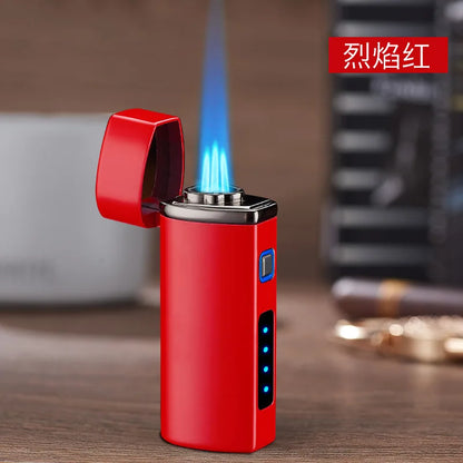 Metal USB Triple Torch Transom LED Jet Cigar Lighter Three Nozzle Turbo Windproof Cigar Lighter Smoking Accessories Men‘S Gift