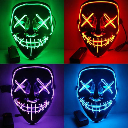 LED Purge Mask: Halloween Costume DJ Party Light Up Glow-in-the-Dark