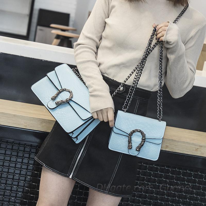 Designer Handbags Snake Leather Embossed Fashion Women Bag Chain