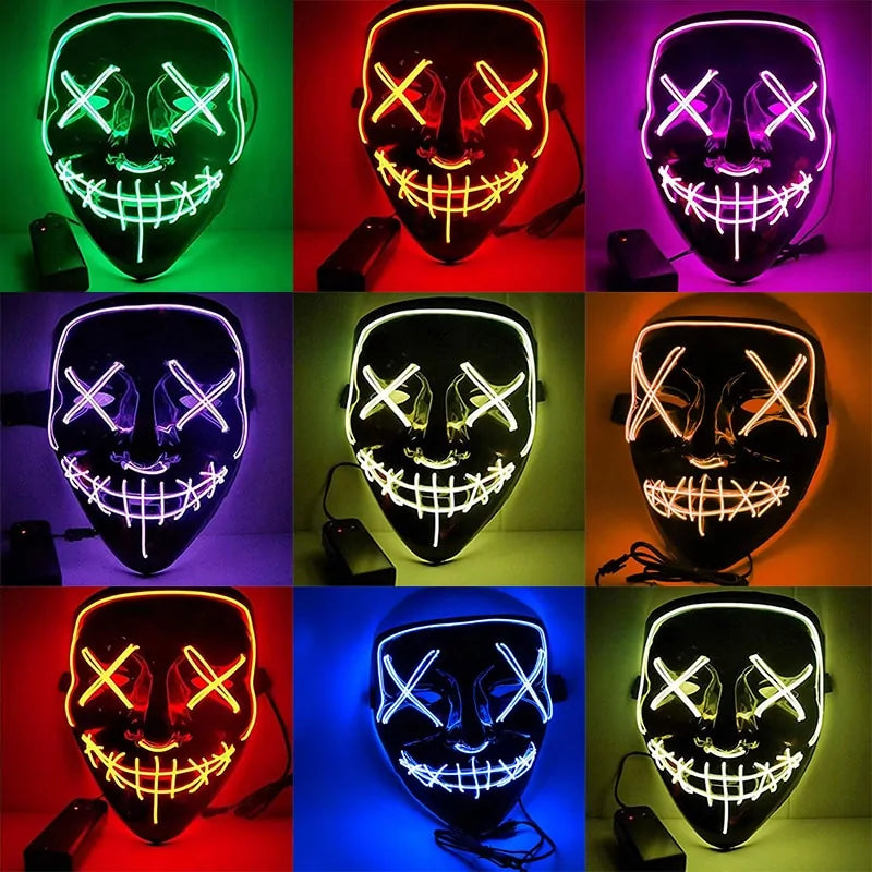 LED Purge Mask: Halloween Costume DJ Party Light Up Glow-in-the-Dark