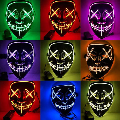 LED Purge Mask: Halloween Costume DJ Party Light Up Glow-in-the-Dark